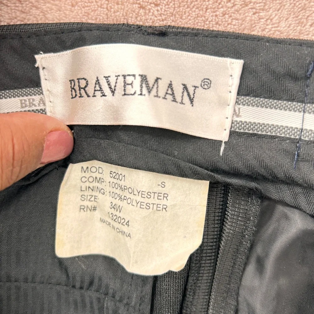 Braveman Mens 3 Piece Suit Set Charcoal Grey White Piping Blazer Vest Pants